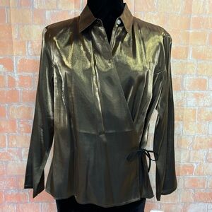 Le‎ Caviar Iridescent Long Sleeve Wrap Top
